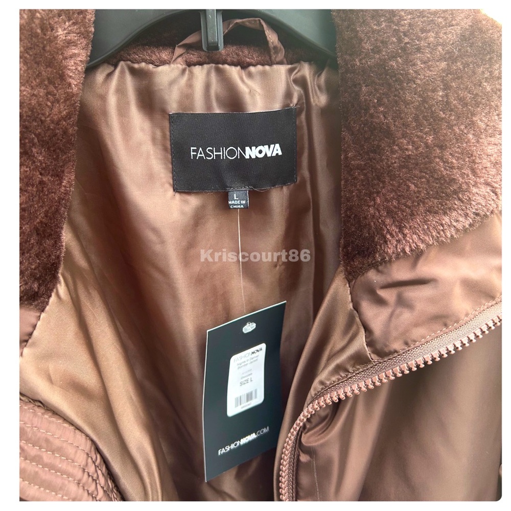 Women’s Chocolate Brown Bomber Puffer Jacket NEW WITH TAGS - Picture 9 of 16